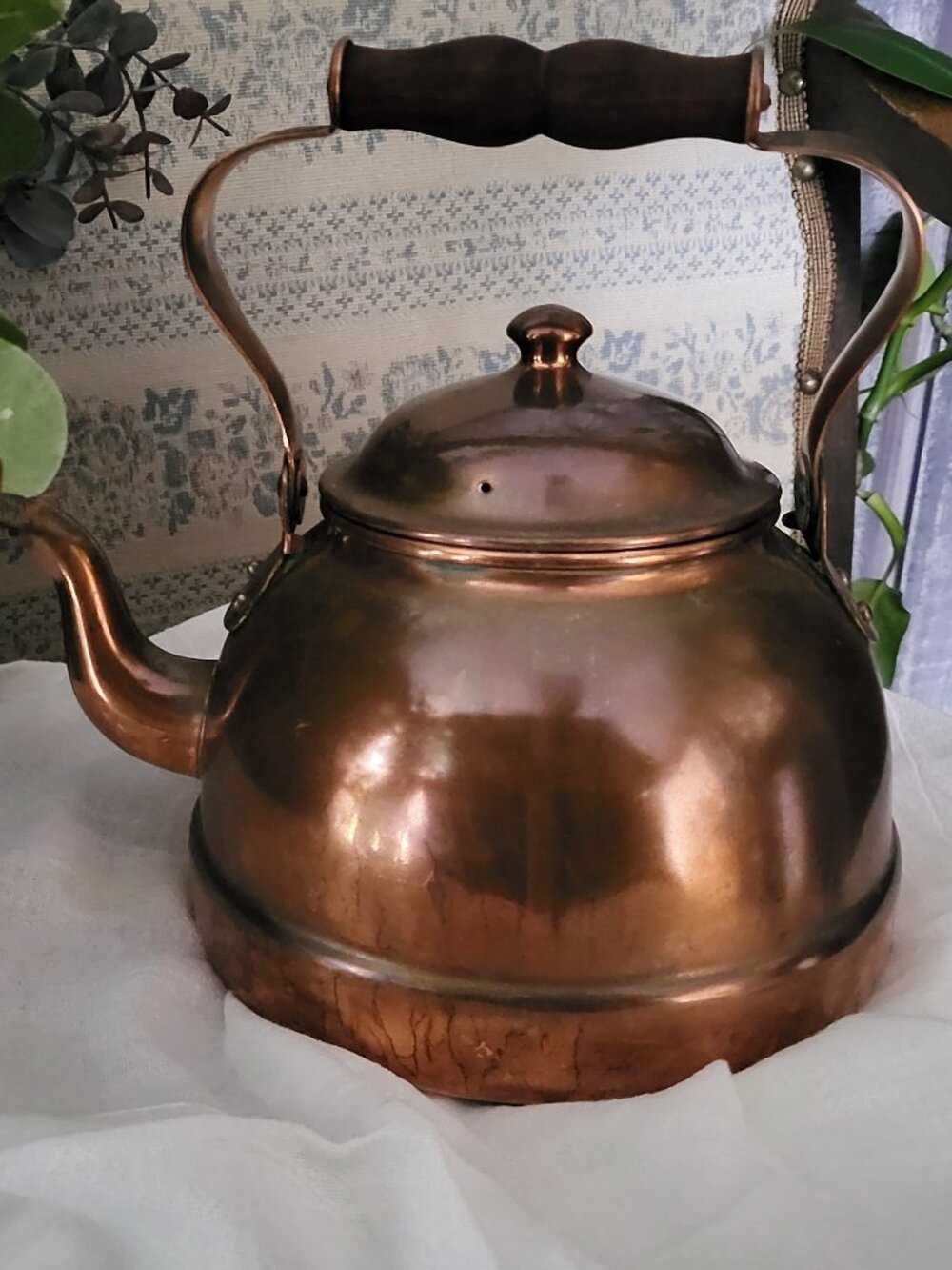 Vintage Roscam Portugal Copper Tea Kettle Decor Only Retro Farmhouse Display